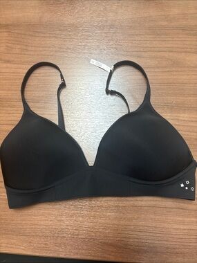 aerie Black Wireless Lightly Padded Bra with Star Detail